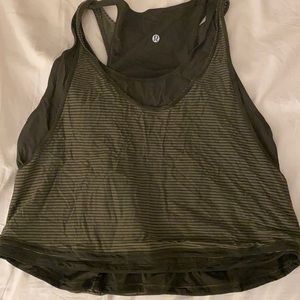 Lululemon double army green tank top size 8